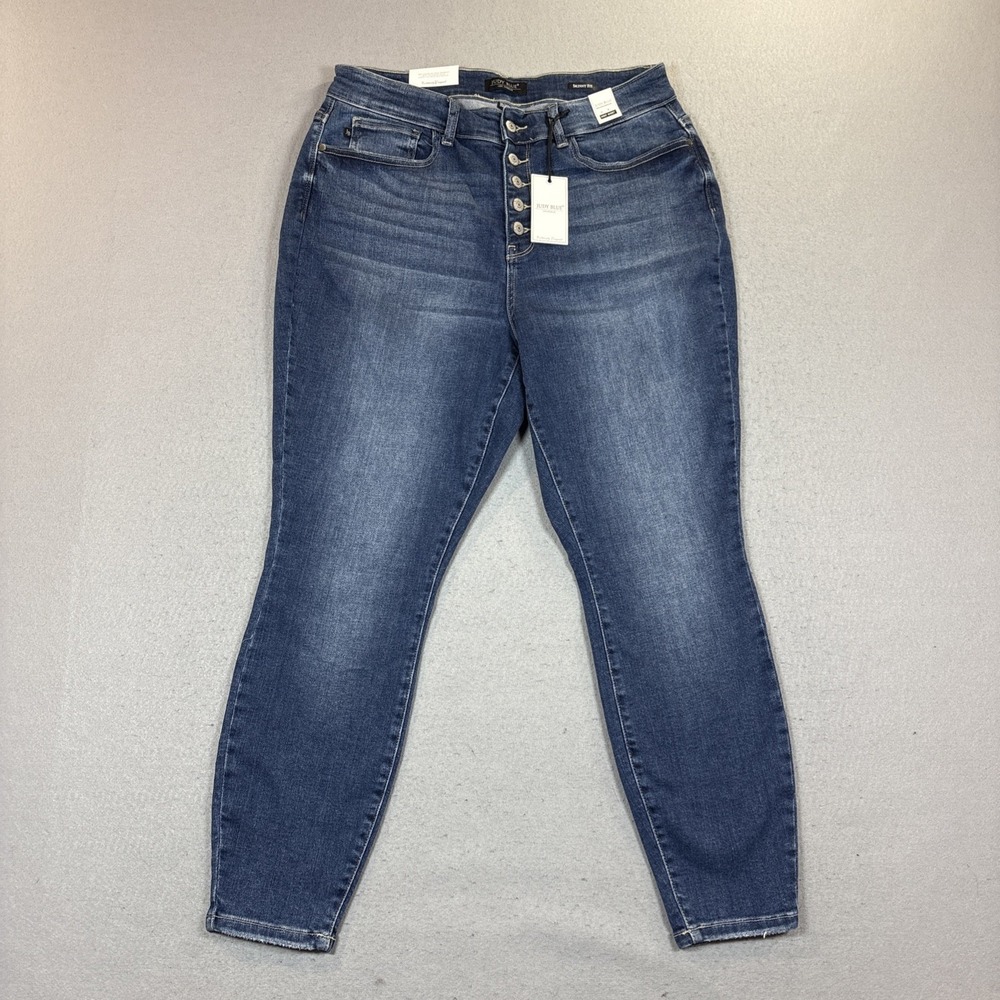 Judy Blue High Waist 5 Button Fly Ankle Skinny Fit Distressed NWT JB82319 16W